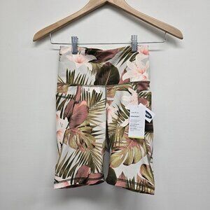 NEW Old Navy Powersoft High Rise Bike Shorts Size XS Floral 8" Inseam Pockets